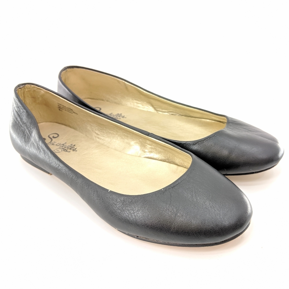 Seychelles Black Leather Ballet Flats